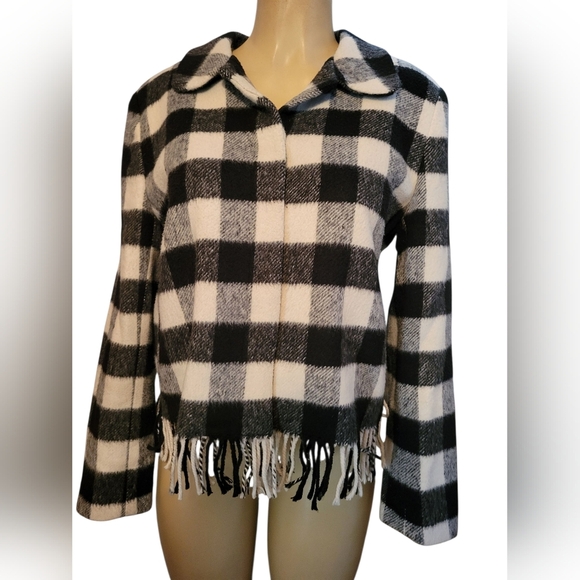 D.Terrell Black Plaid Blazer Cardigan Winter - Picture 1 of 3